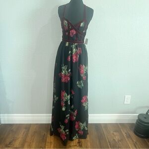 Altar'd State Black and Red Floral Maxi Dress